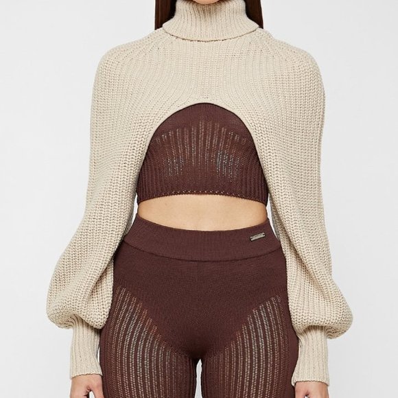 Maniere De Voir Accessories - Manière De Voir - Chunky Knit Turtleneck Arm Warmer (Beige)